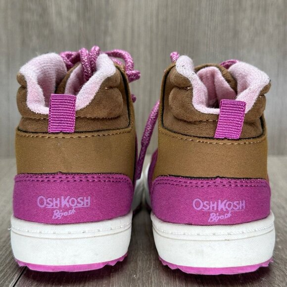 OshKosh B'Gosh Boots Toddler Girls Sz 6M Berry Pink Brown Lace Up Shoes Wistman - Picture 5 of 12